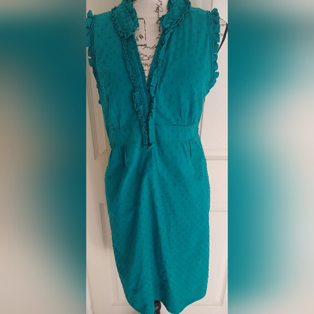 5/$25 LOFT Teal Ruffle Dress